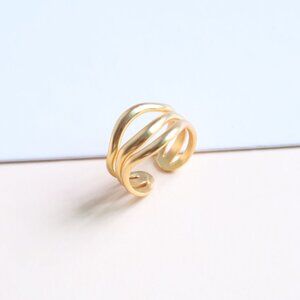 Julie Vos Wave Collection. Gold Adjustable Ring